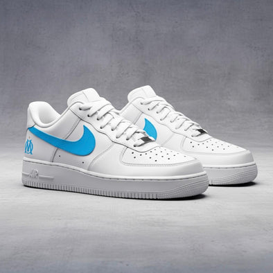 Custom Air Force 1 – Olympique de Marseille Edition | Blue Swoosh Sneakers