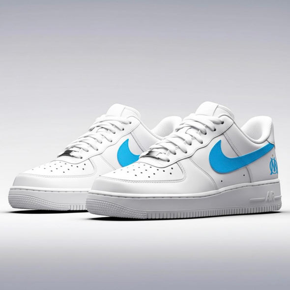 Custom Air Force 1 – Olympique de Marseille Edition | Blue Swoosh Sneakers