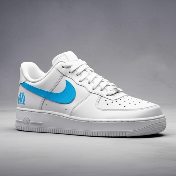 Custom Air Force 1 – Olympique de Marseille Edition | Blue Swoosh Sneakers