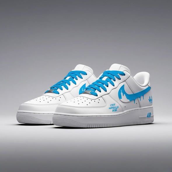 Custom Air Force 1 – Marseille City Edition | Blue Skyline & "C’est Marseille Bébé"