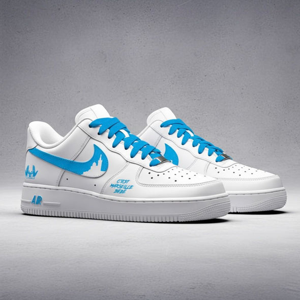 Custom Air Force 1 – Marseille City Edition | Blue Skyline & "C’est Marseille Bébé"
