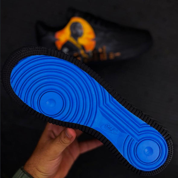 Custom Black Air Force 1 Sneakers Hand-Painted Hip Hop Smoke Art Shoes