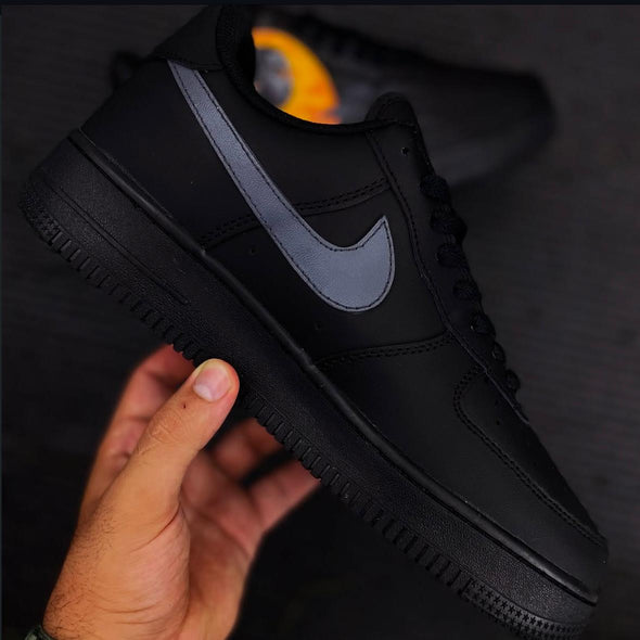 Custom Black Air Force 1 Sneakers Hand-Painted Hip Hop Smoke Art Shoes