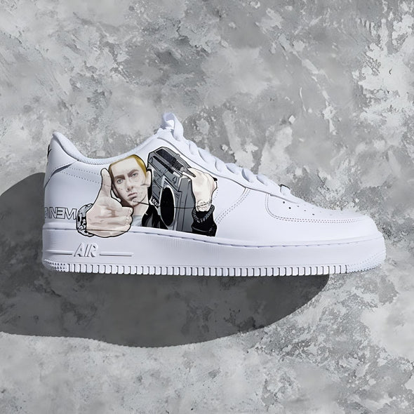 Custom Hand-Painted Air Force 1 Sneakers – Slim Shady Hip Hop Art Shoes
