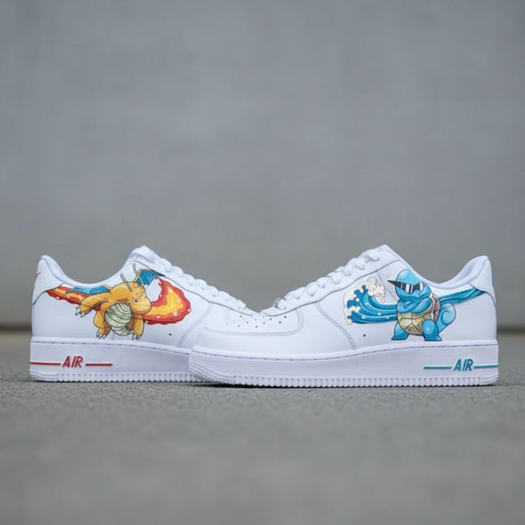 Custom Air Force 1 Sneakers – Pokémon Inspired Dragon & Water Design | Hand Painted Shoes
