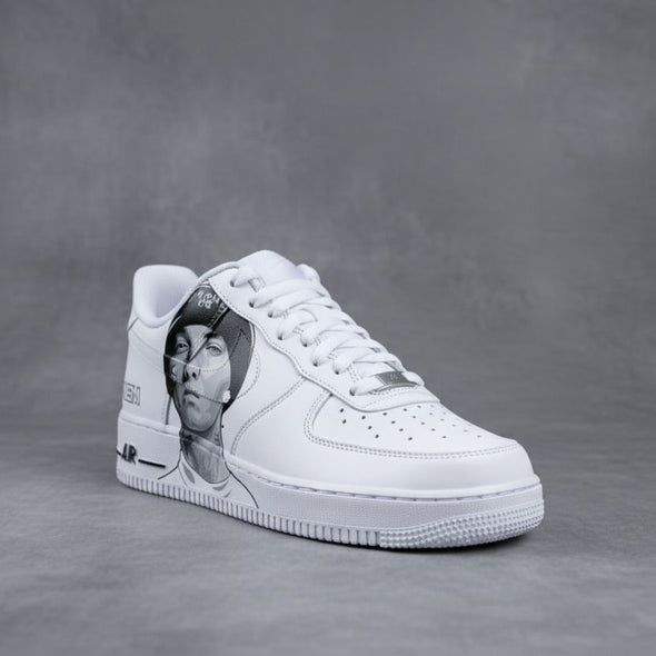 Custom Air Force 1 Sneakers – Slim Shady Inspired Black & White Hand-Painted Design