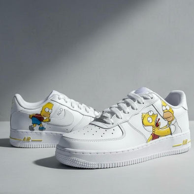 Custom Air Force 1 Sneakers – The Simpsons Bart & Homer Inspired | Hand Painted Shoes