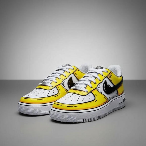 Custom Cartoon Style Air Force 1 | Hand Painted Yellow Comic Sneakers