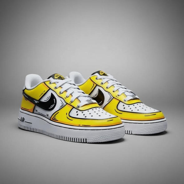 Custom Cartoon Style Air Force 1 | Hand Painted Yellow Comic Sneakers