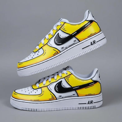 Custom Cartoon Style Air Force 1 | Hand Painted Yellow Comic Sneakers