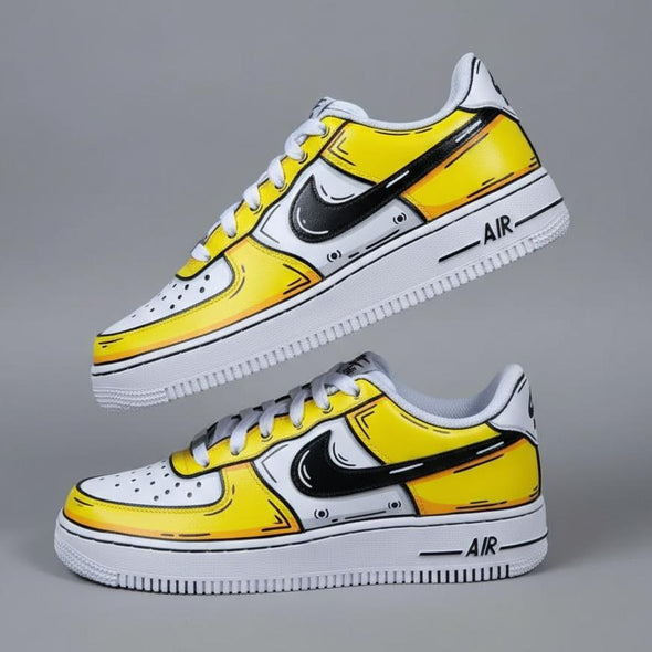 Custom Cartoon Style Air Force 1 | Hand Painted Yellow Comic Sneakers