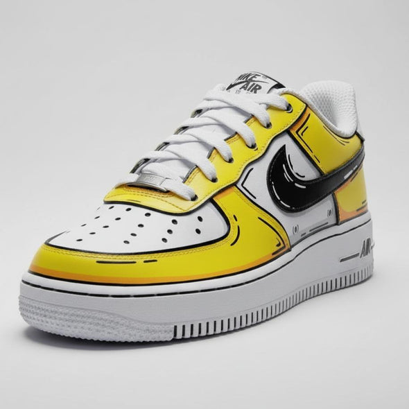 Custom Cartoon Style Air Force 1 | Hand Painted Yellow Comic Sneakers