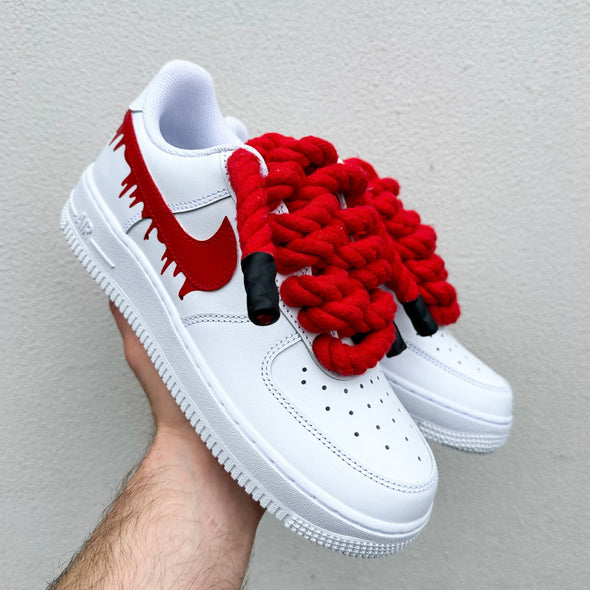 Bold Red Rope – Custom AF1 Style Sneakers