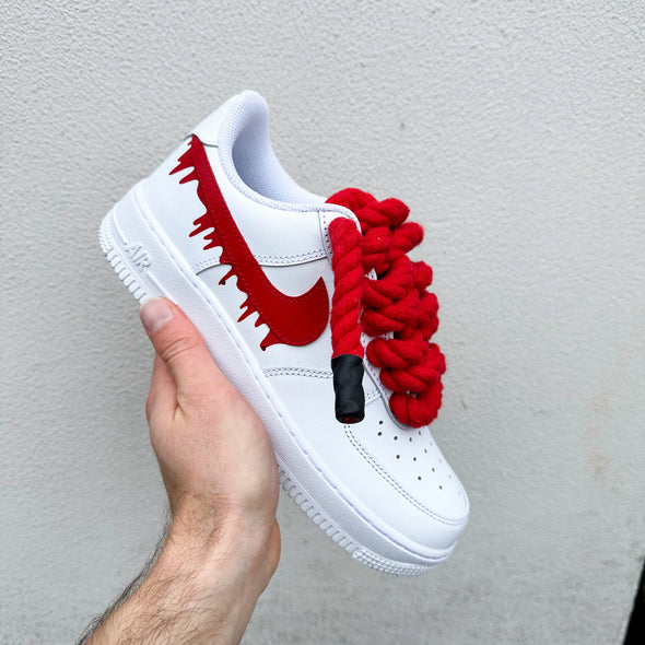 Bold Red Rope – Custom AF1 Style Sneakers