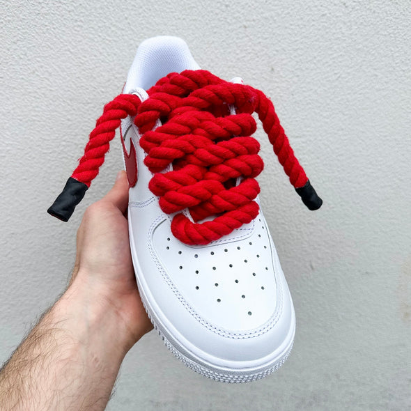 Bold Red Rope – Custom AF1 Style Sneakers