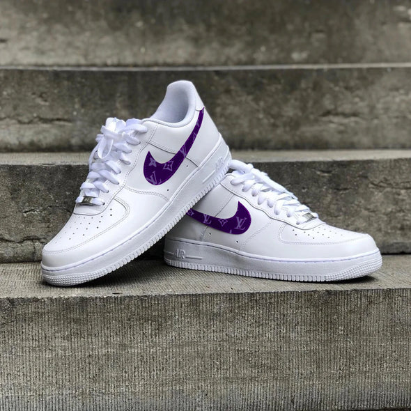 LV-Inspired Brown Monogram Drip – Custom AF1 Style Sneakers